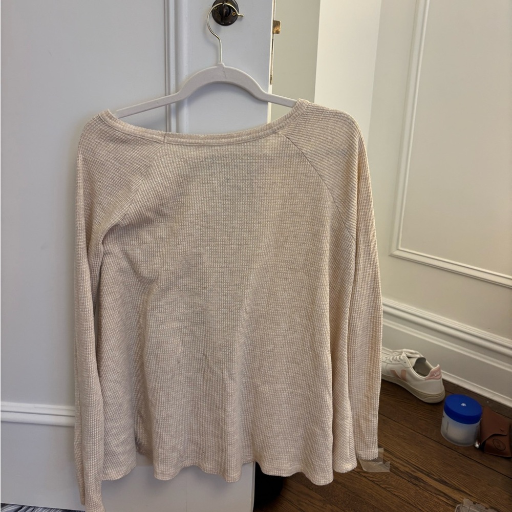 We The Free Beige Waffle Knit swing Top - Picture 2 of 3